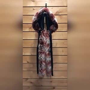 Faux Fur Hooded Scarf - Multicolor